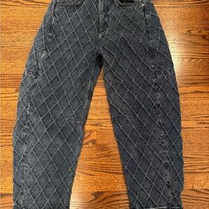 rag & bone Charlie Quilted High-Rise Dark Blue Barrel Jeans